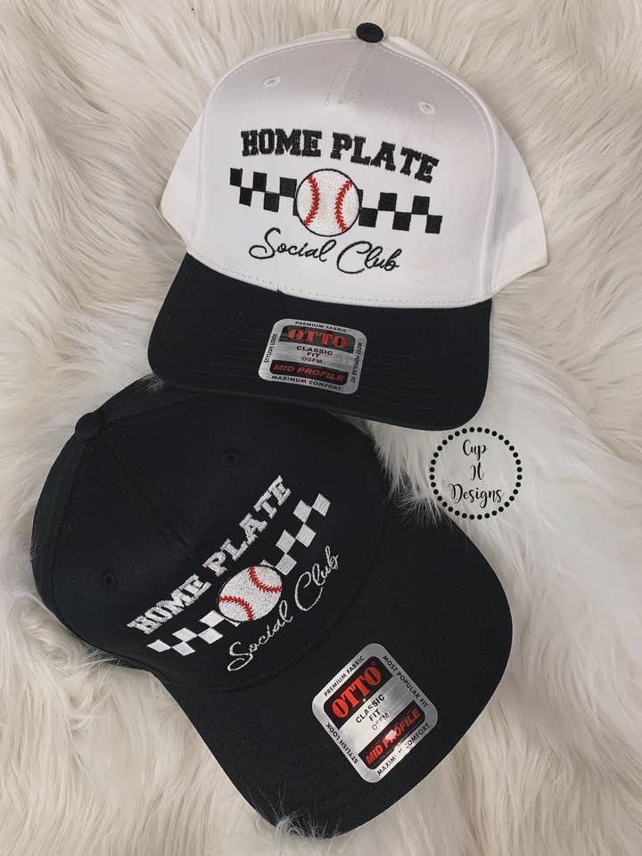 Casquette brodée du Home Plate Social Club pour la vente par Cup It Designs