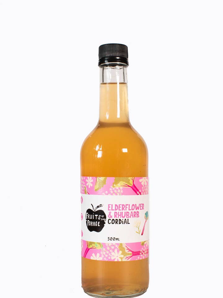 Elderflower & Rhubarb Cordial for wholesale by Fruits of the Forage