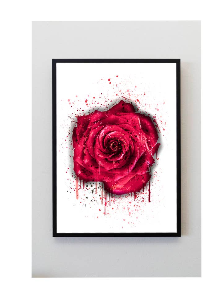 Rose Splatter Print Red for wholesale by Pics and Squiggles