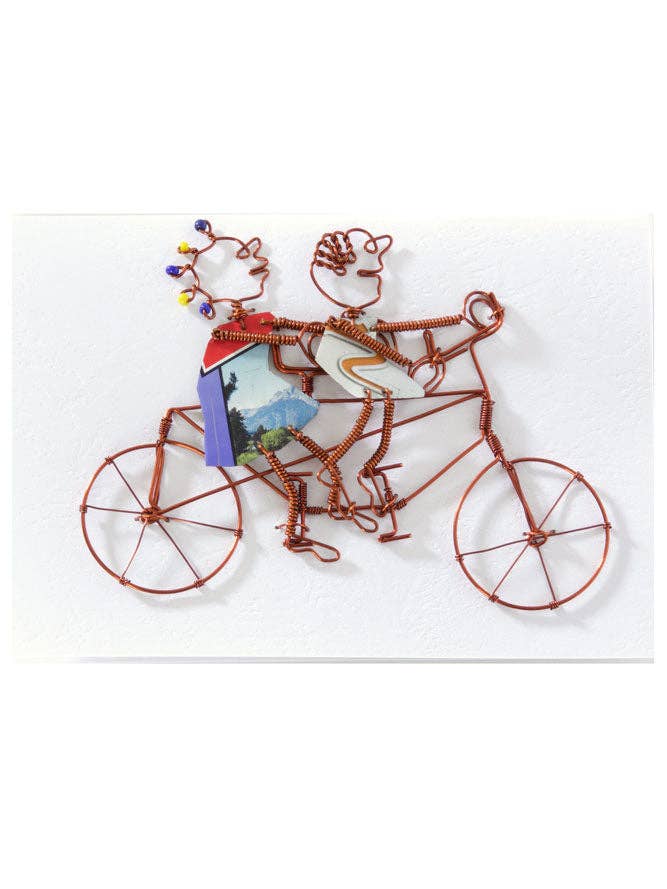 Recycled Metal Bicycle Built for Two Greeting Card for wholesale by Swahili | AFRICAN MODERN