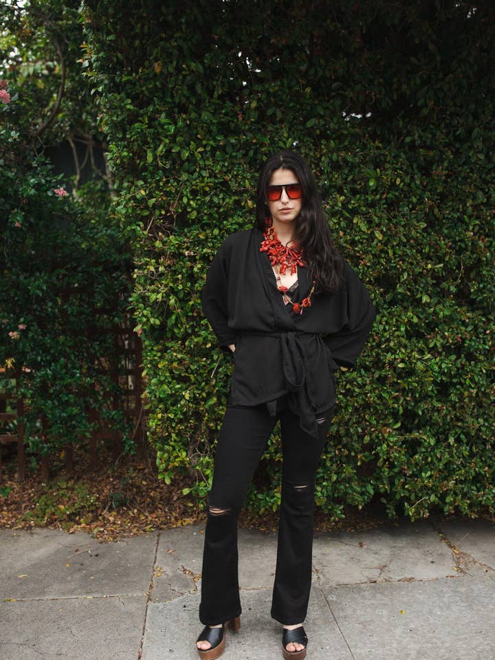 Onyx Dolman Wickel-Kimono-Oberteil für den Großhandel von Jennafer Grace