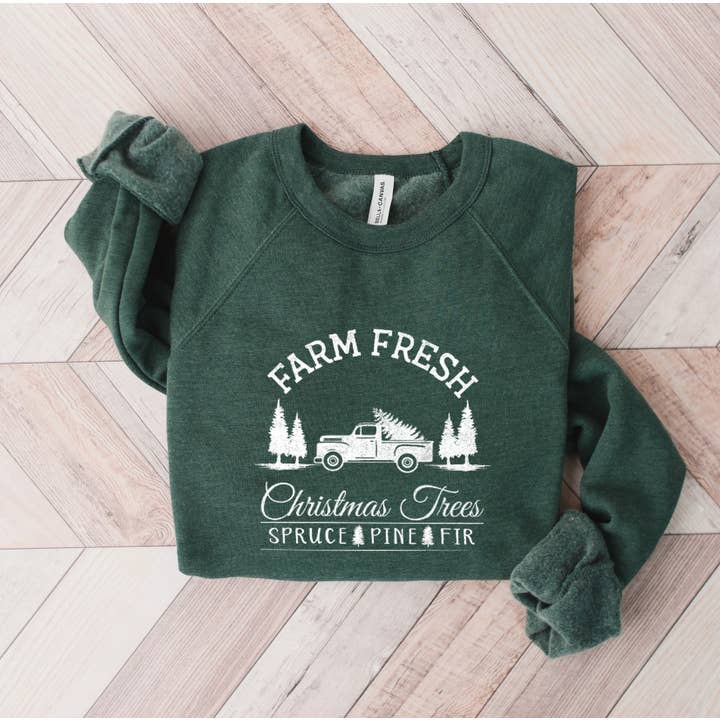 Jersey de forro polar unisex con gráfico de árboles de Navidad frescos de granja para venta al por mayor de Shamaim