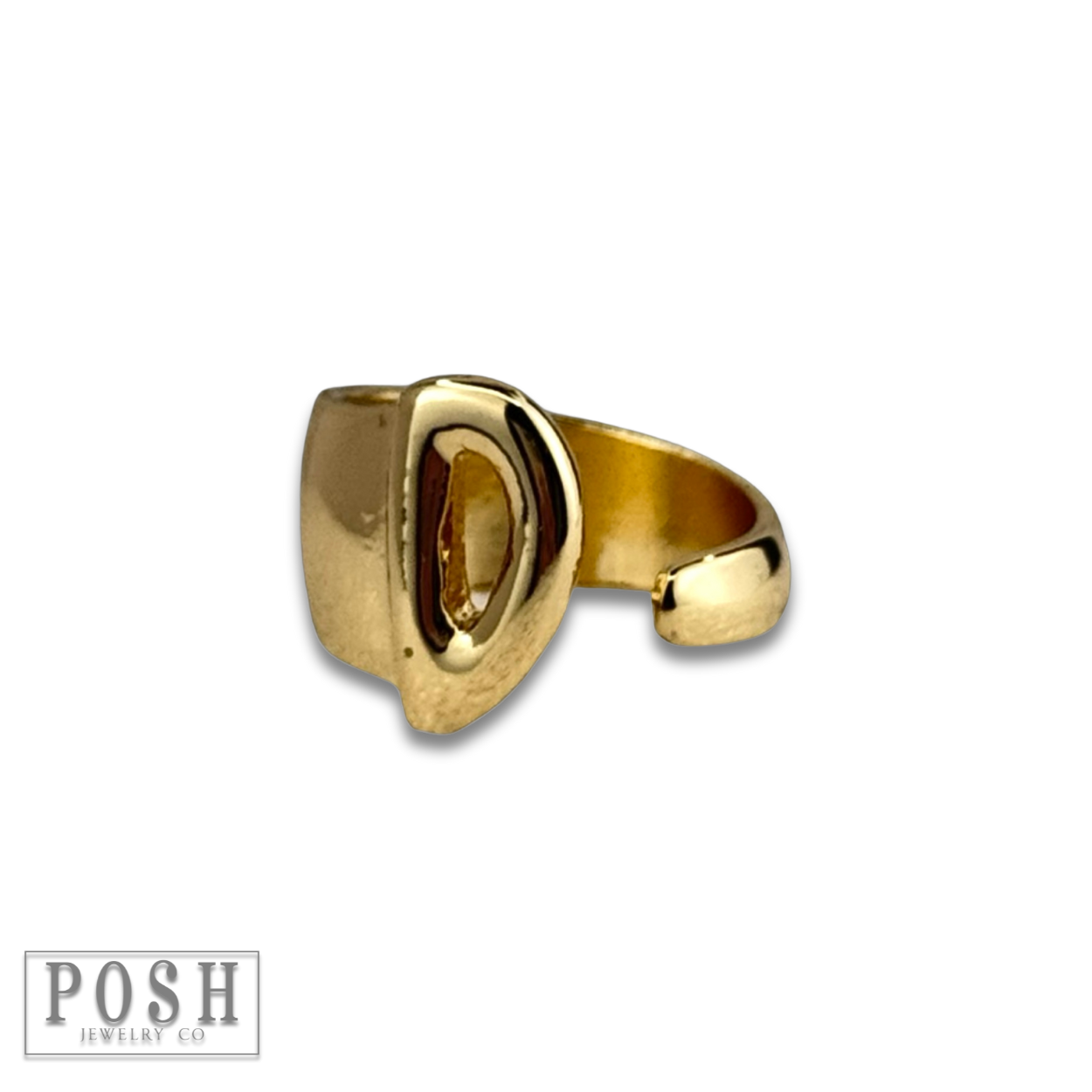 Gold Bubble letter monogram initial ring for wholesale on Faire3