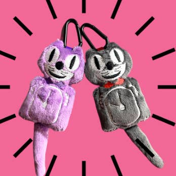 Cat Clock Plush Keychain for wholesale by Cozy Cat Muffin Factory