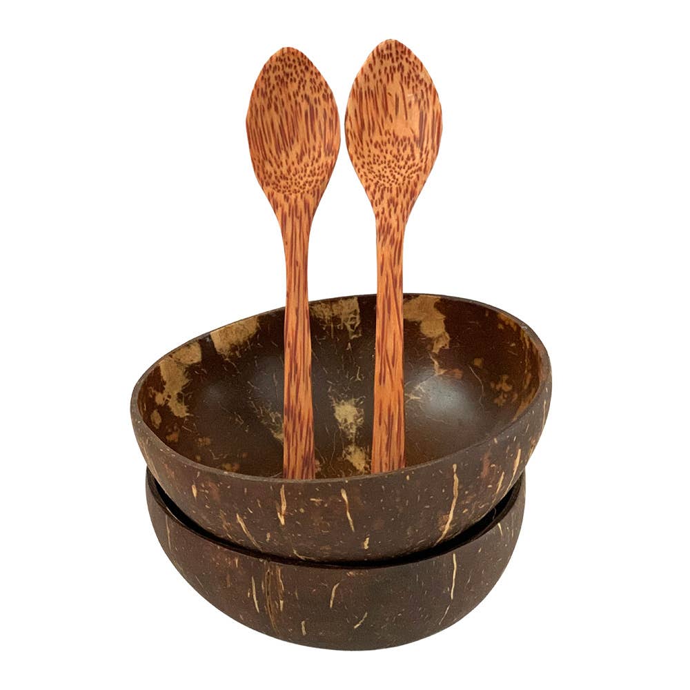 VIE - Vendita all'ingrosso Insalatiera - Set Premium di 2 Ciotole e Cucchiai in Noce di Cocco Sigillati2