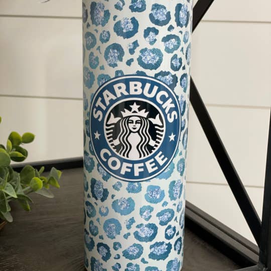 CMD Wholesale - Wholesale Insulated Mug/Tumbler - Teal Leopard Starbucks 20oz Skinny Tumbler1