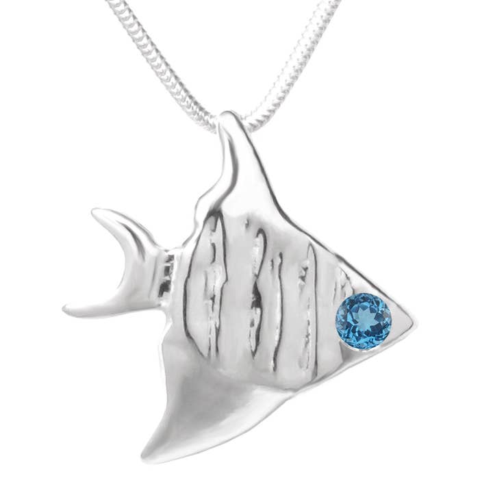 Sterling Silber London Blue Topas Kaiserfisch-Anhänger Halskette für den Großhandel von Michele Benjamin, LLC