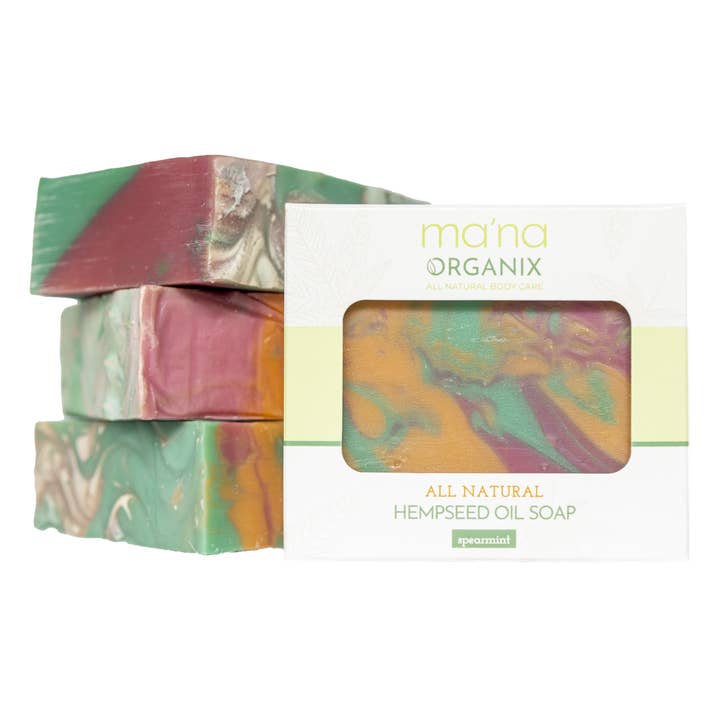 All Natural Hempseed Oil & Spearmint Soap Bar (6 oz.) for wholesale by MA'NA ORGANIX