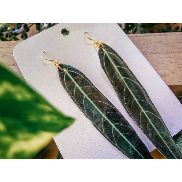 Queen Anthurium Plant Leaf Earring, Magnet, Pin, Decor for wholesale by hethr