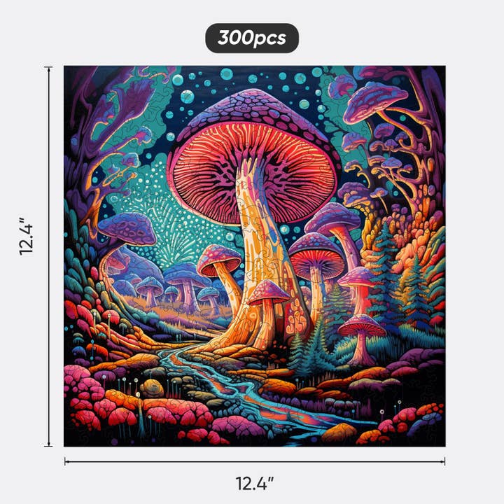 Trippy Puzzle Co - Wholesale Puzzle - Adult - Mystical Mushrooms Adult Wooden Jigsaw Puzzle 300PC4