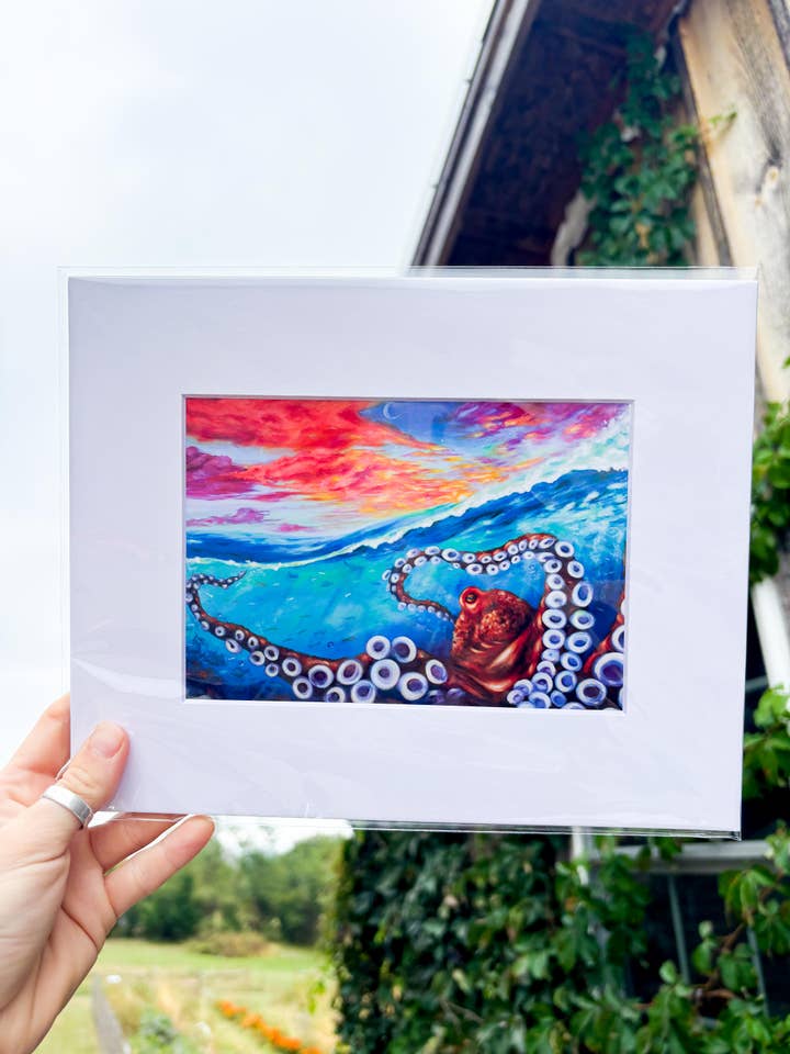 Octopus Art Print | Ocean Art Print | Surreal Art Print for wholesale by E. Farewell Artistics