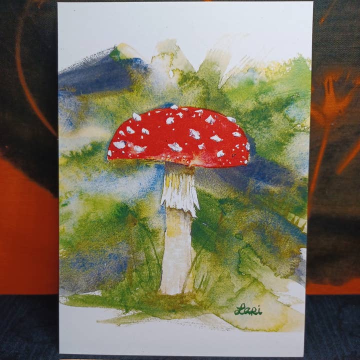 Larisanjou - Wholesale Art Print - Amanita Muscaria Watercolor Postcard - Art Print2