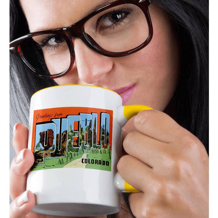 3dRose - Wholesale Coffee Mug - 3dRose, Greetings From Pueblo Colorado With Bold Letters and Scenes of Pueblo, Mug1