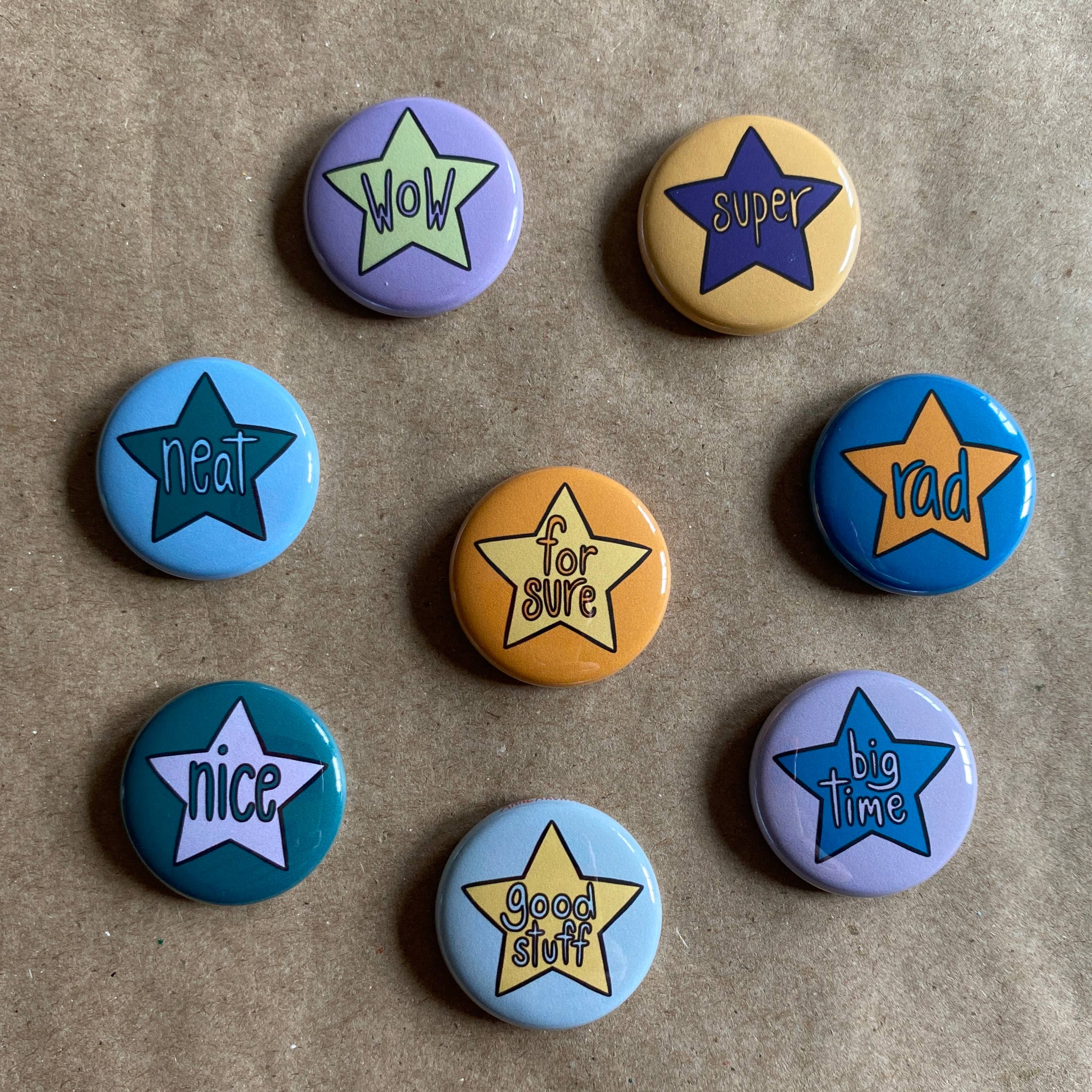 AnneArchy – wholesale Lapel pin/button – rad star pin back button1