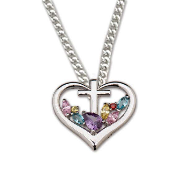 Colar CZ em Prata de 1ª Lei Coração/Cruza/Multicolor por atacado de H.J. SHERMAN COMPANY, INC.