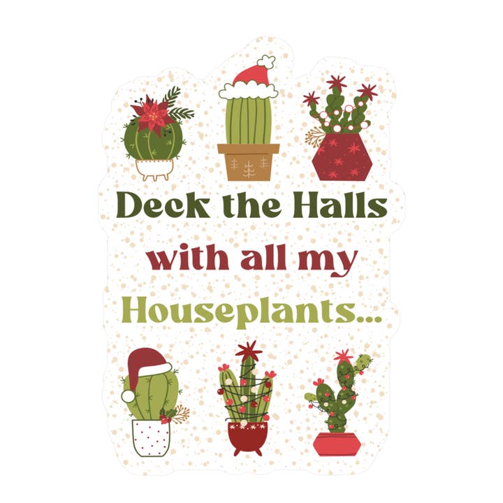 Adesivo in vinile di alta qualità con pianta natalizia divertente per la vendita all'ingrosso da parte di Juju and Moxie