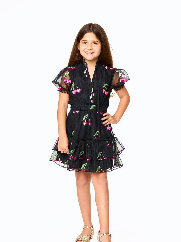 Mini Clementine Wild Cherries jurk voor meisjes voor wholesale door BuddyLove