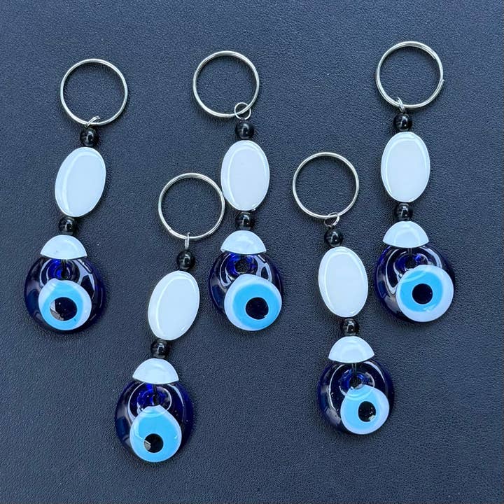 Blue Evil Eye Keychain – Handmade Glass Protection Charm and other Purchase Wholesale evil eye keychain. Free Returns & Net 60 Terms on Faire trending on Faire.