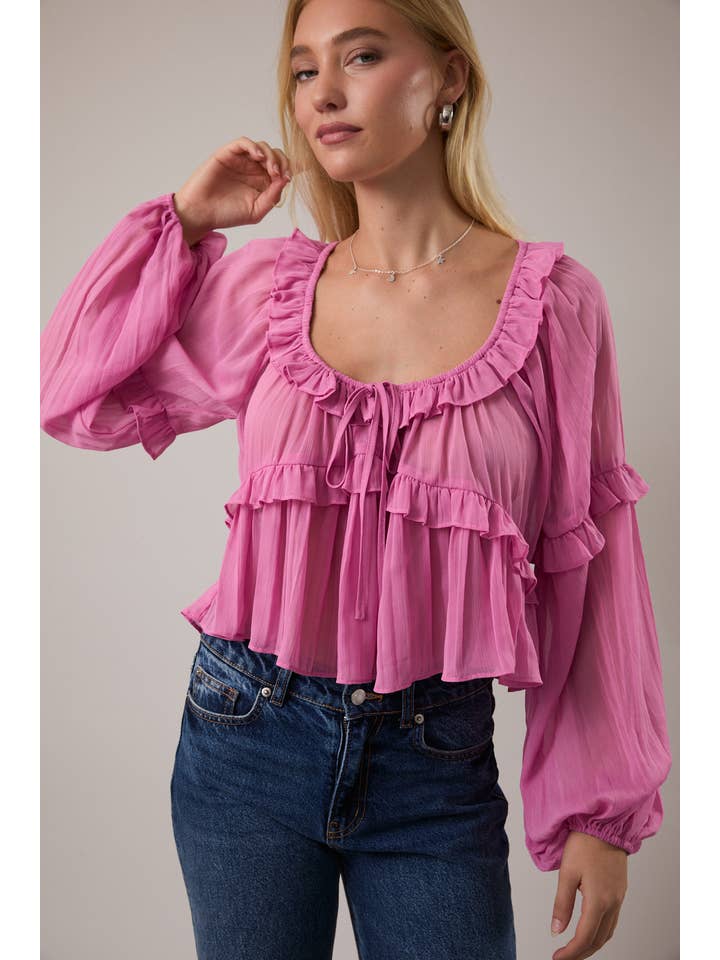 LE LIS - Vente Chemisier – femme - CHEMISIER À ENCOLURE DÉGAGÉE ET VOLANTÉ24