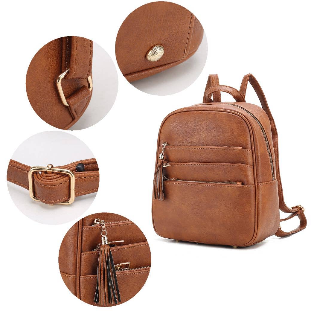 MKF Collection – Engroshandel Rygsæk - Dame – Roxane Vegan Læder Kvinders Rygsæk og Wristlet Pouch- 36