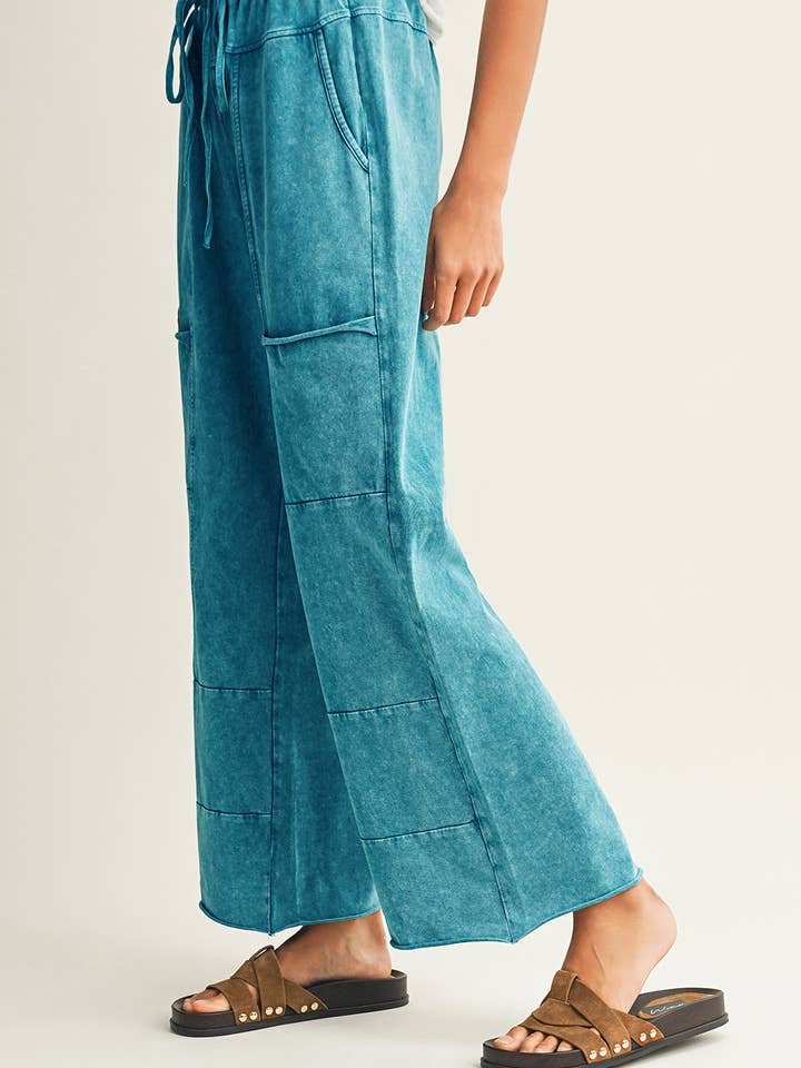 Little Daisy Closet - Wholesale Pants - Women's - LDC Mineral Wash Lace-up High Waist Raw Hem Patched Pants1