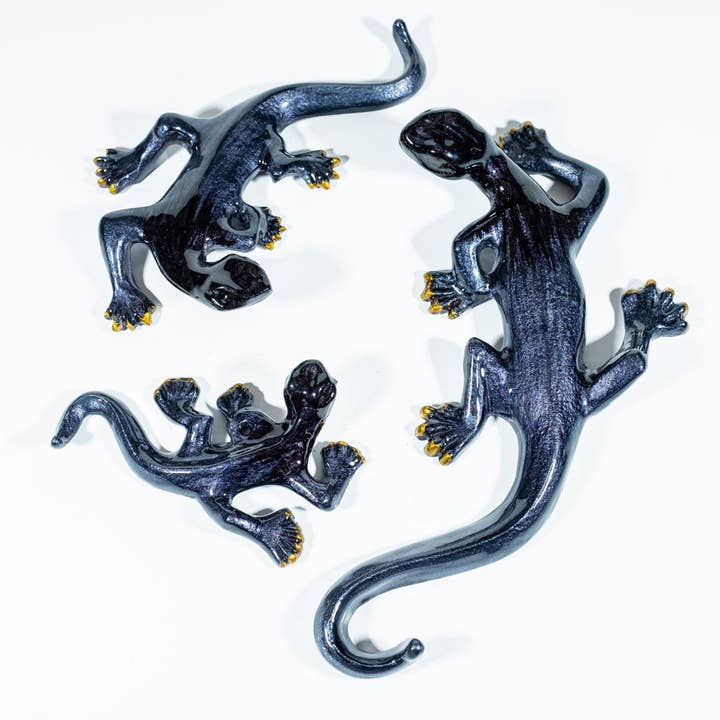 Geco nero spazzolato piccolo 12 cm per la vendita all'ingrosso da parte di Tilnar Art