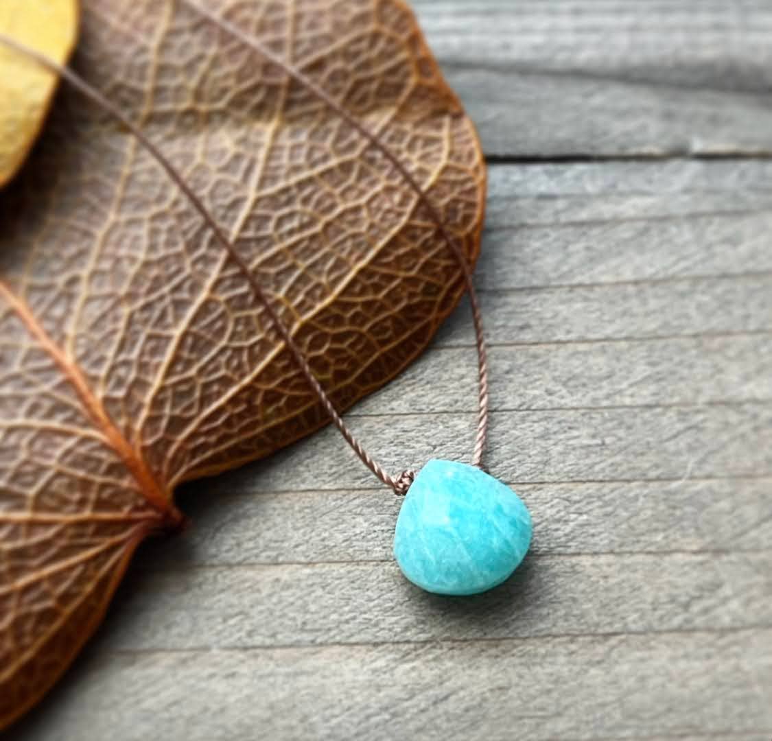 Merelani Designs - Wholesale Pendant/Charm Necklace - Amazonite Faceted Teardrop Gemstone Necklace1