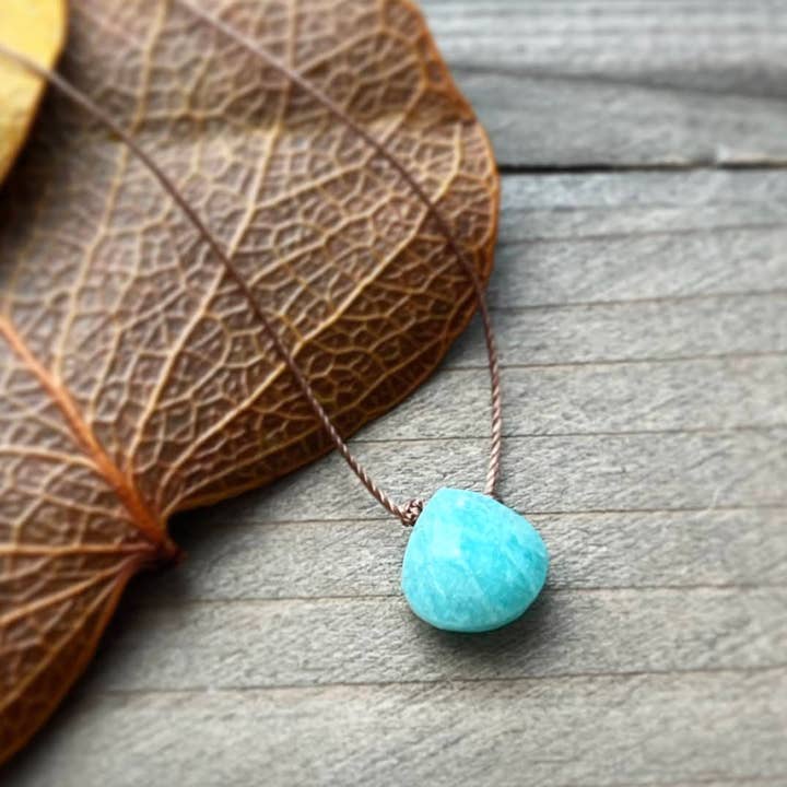 Merelani Designs – Colar pingente/pendente por atacado – Colar de pedras preciosas de lágrima facetada amazonita1