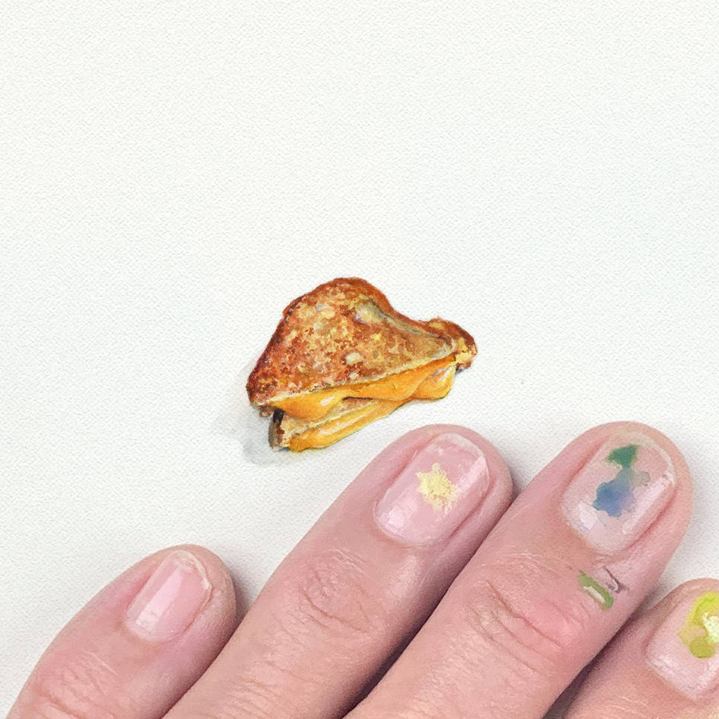 Karen Libecap Tiny Paintings - Wholesale Art Print - Grilled Cheese Sandwich Miniature Watercolor Painting - Art Print1