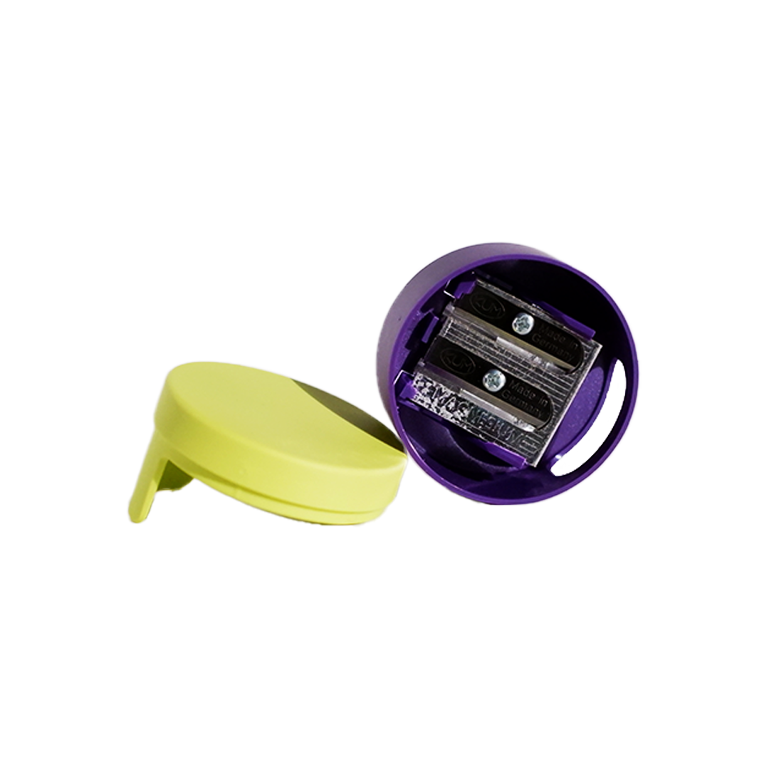 Papier Plume - Wholesale Pencil Sharpener - "Touch" a purple & lime sharpener with a medium waste cont.6