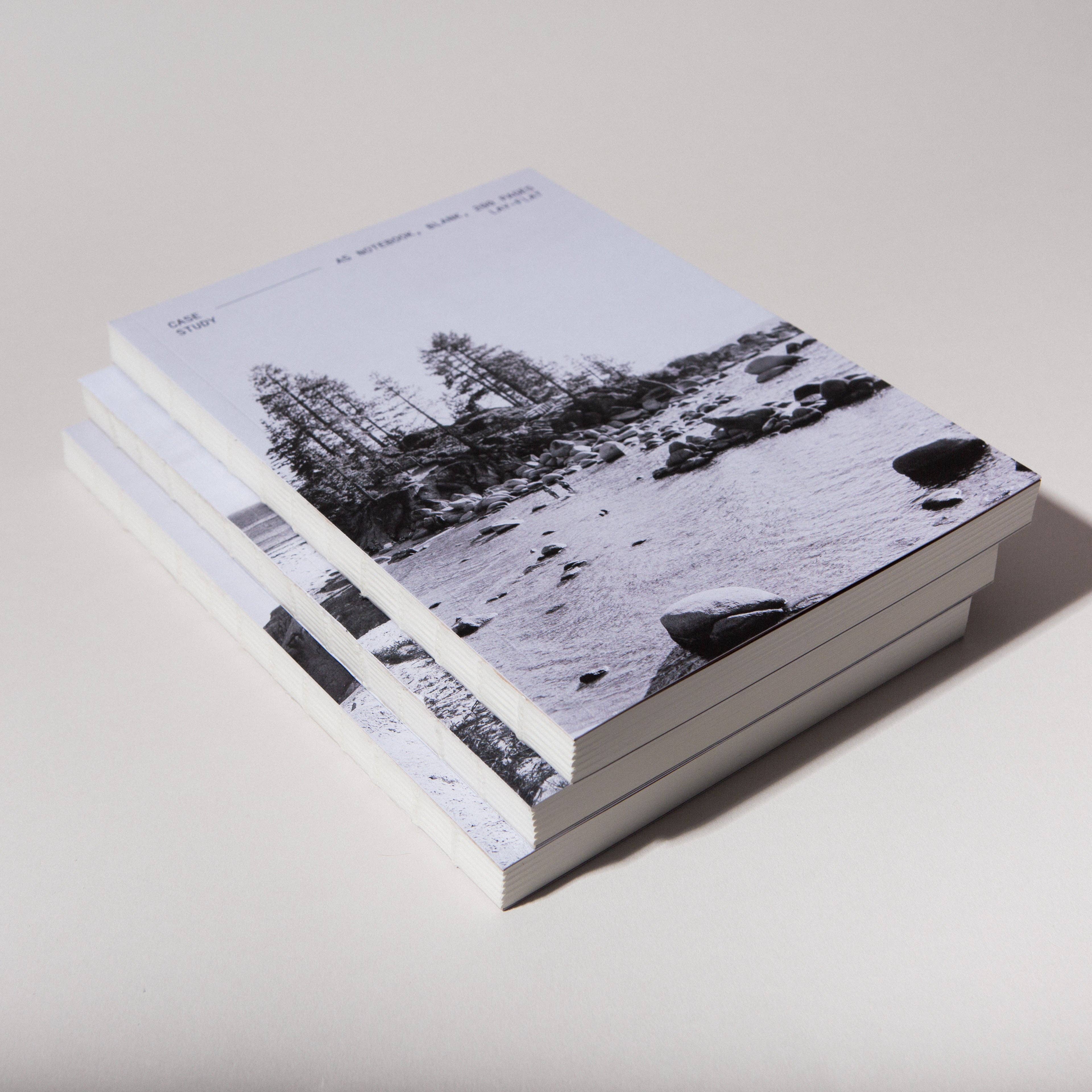 Case Study - Wholesale Notebook - Minimal Layflat Notebook – A5 Blank Journal with Exposed Binding & Photo Cover of an Alpine Lake7