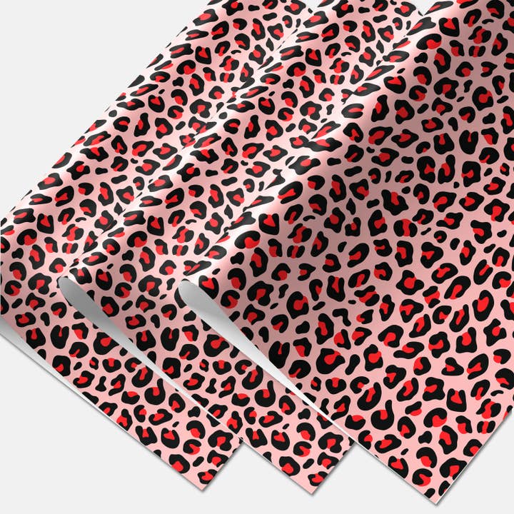 Rock'N Paper - Wholesale Wrapping Paper Roll - Pink + Red Leopard Valentines Gift Wrap Roll Valentine's Day1