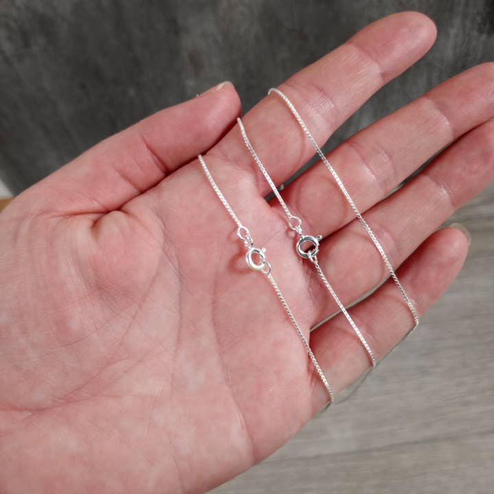 Keystone Crystals - Wholesale Link & Chain Necklace - Sterling Silver .08 Box Chain with Lobster Claw