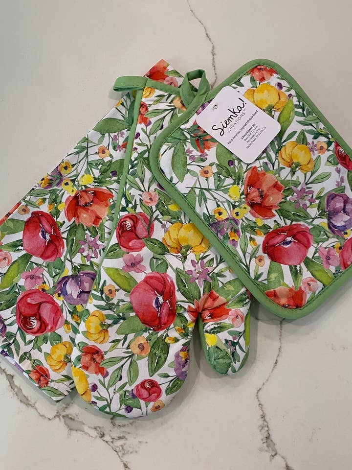 Set da cucina Full Bloom bianco da 3 pezzi (5 set per ordine) per la vendita all'ingrosso da parte di Siemka Creations