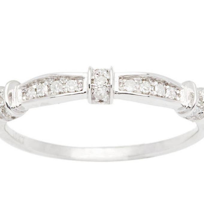 10k White Gold 1/5ct Contoured Diamond Band for wholesale by Luxurie Inc