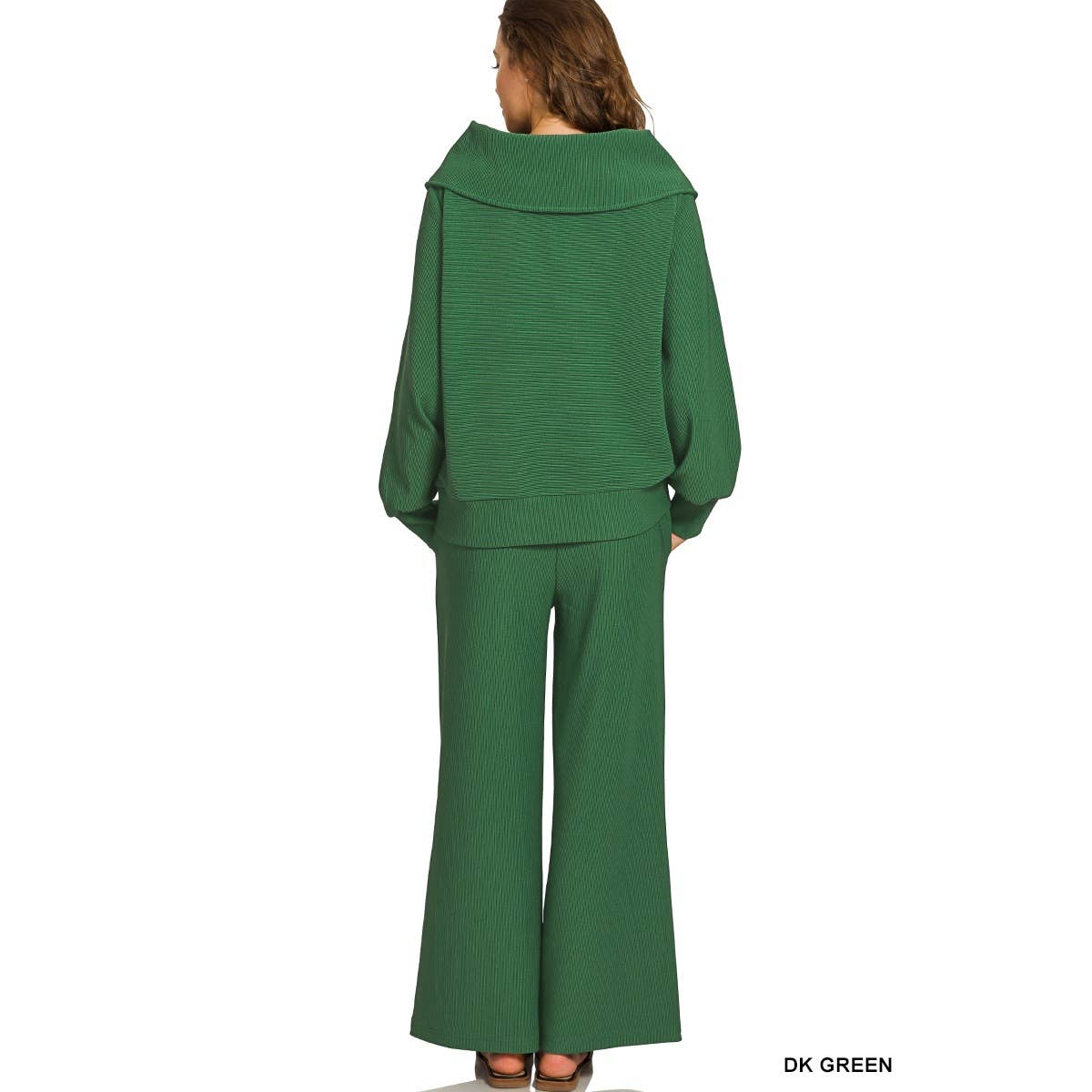 HiteJeans - Wholesale Lounge Set - Women's - Ribbed high neck half zip pullover pants set11