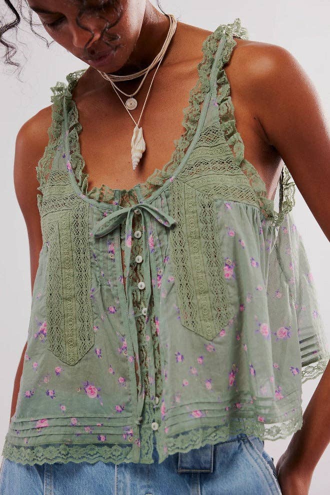 Sweetkama - Venta al por mayor Camisola - Mujer - Top de tirantes de encaje con lazo en V para mujer SKT5130413