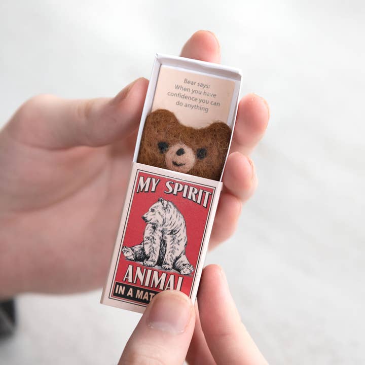 Marvling Bros Ltd - Wholesale Gag Gift/Novelty Gift - Wool Felt Bear Spirit Animal Gift In A Matchbox