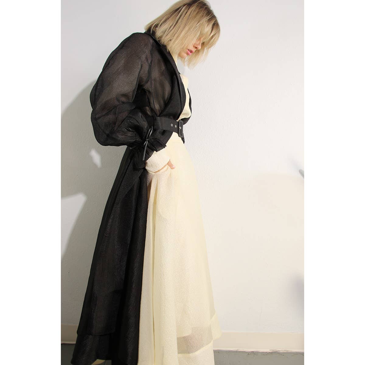 BLACK METALLIC ORGANZA TRENCH COAT for wholesale on Faire16