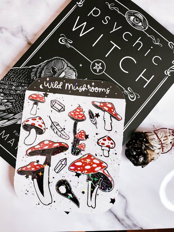 Wild Mushroom Sticker Sheet for wholesale by Desaray Designs