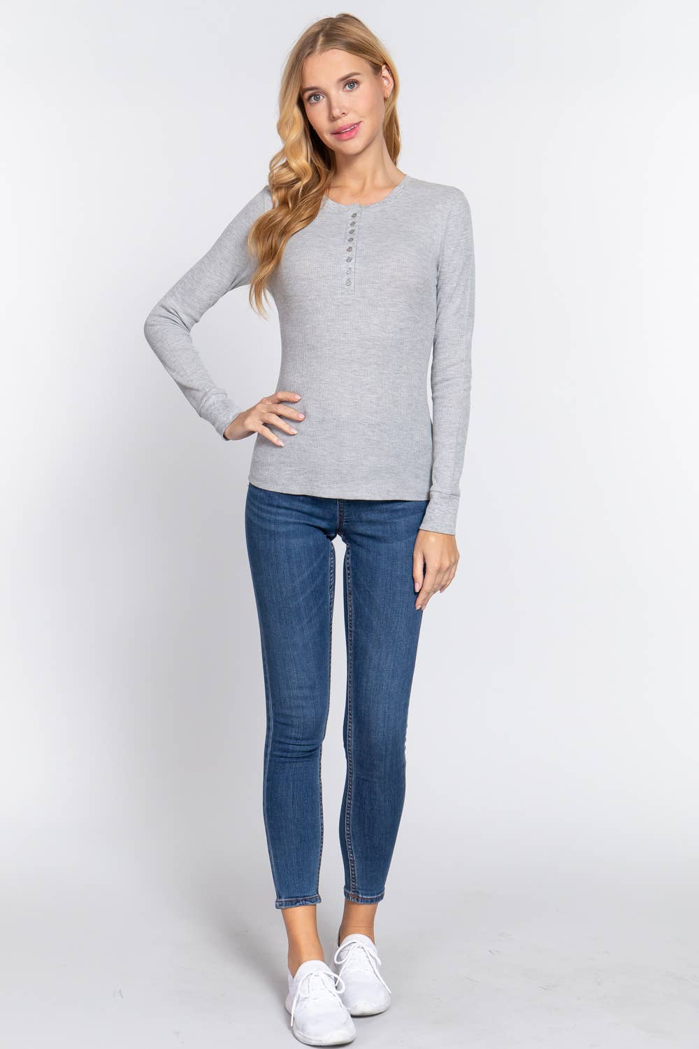 Active Basic | Active USA - Vente Haut en maille – femme - Top thermique à manches longues style henley en maille39