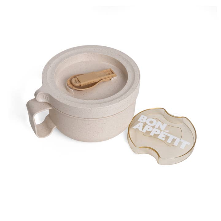 Helio Ferretti - Wholesale Lunch Bag/Box - BEIGE ROUND BON APPÉTIT LUNCH BOX HF1