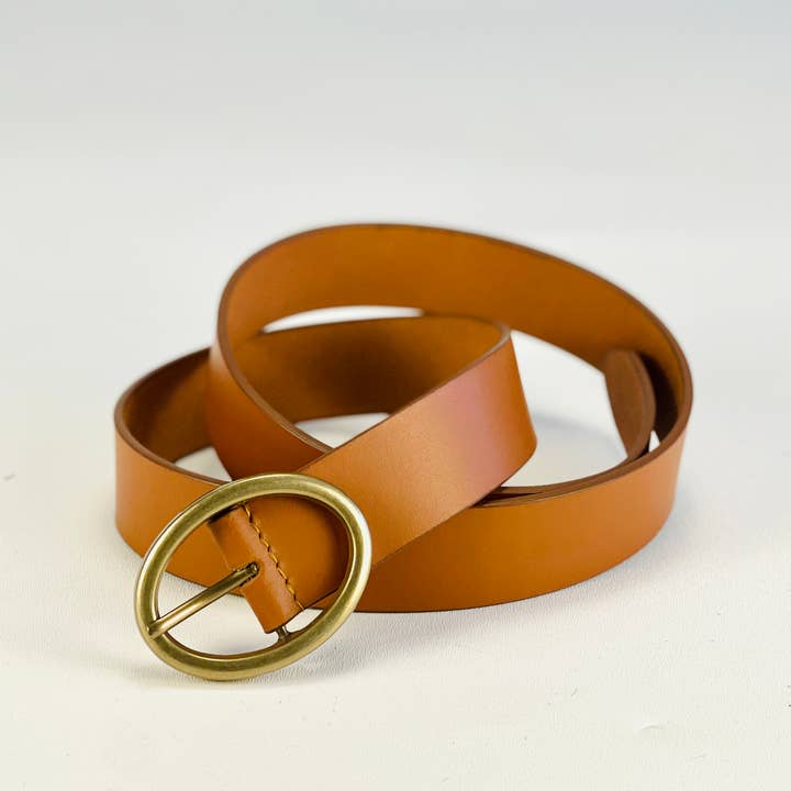 Bristol Oval Tan Belt for wholesale by Le Papillon