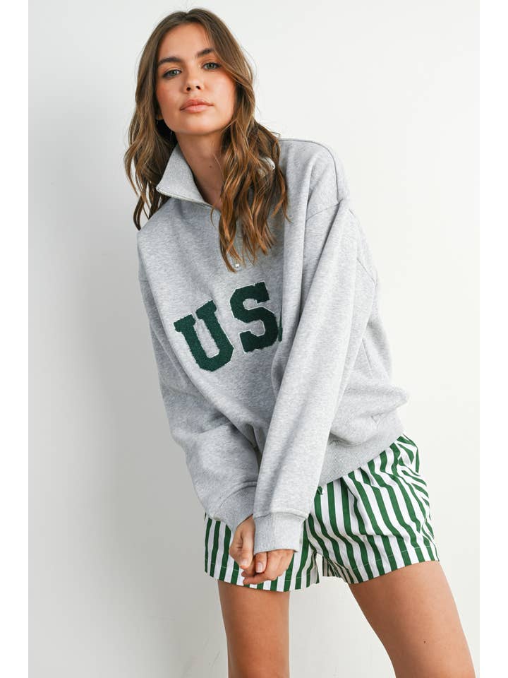 BUTTERMELON - Wholesale Sweatshirt - Women's - Quarter Zip Long Sleeve Top - BMT77959