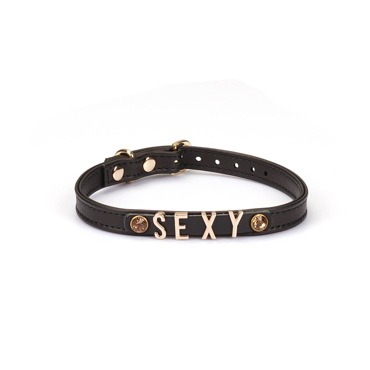 Liebe Seele - Wholesale Choker/Collar - Black Italian Leather Choker with Letters BITCH/SLUT/SEXY6