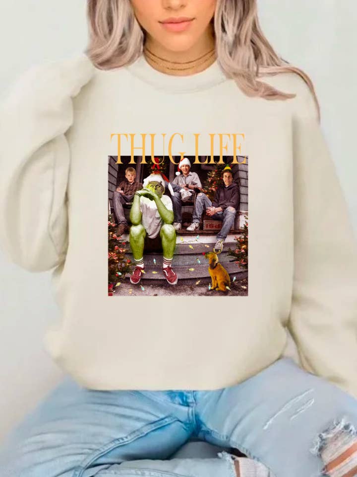 Thug Life Noël Sublimation Haut Gildan pour la vente par NyteSky Apparel