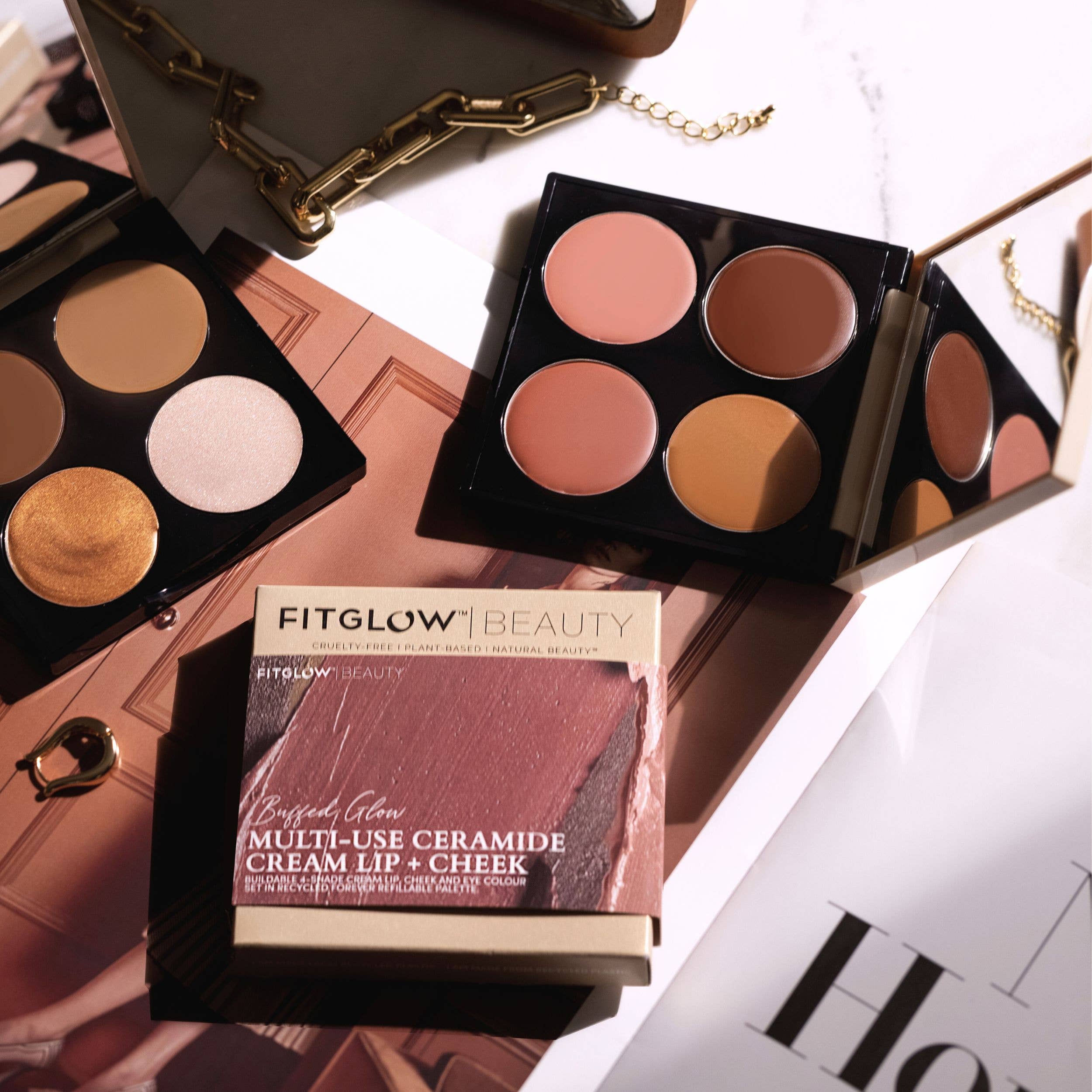 Fitglow Beauty - Wholesale Blush - Multi-Use Ceramide Cream Lip + Cheek Palette-Buffed Glow2