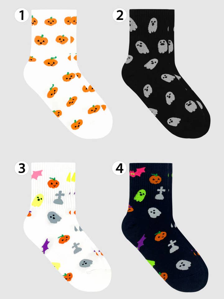 Damen Crew Socken mit Halloween-Emoticon-Motiven für den Großhandel von 7DAYSSOCKS