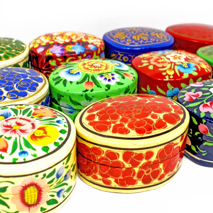 Kashmiri Papier Mâché Mini Trinket Box - Assorted Shapes for wholesale by Fair to Trade Ltd