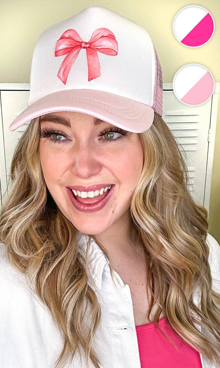 Sugar Stitch - Wholesale Trucker Hat - Women's - Pink Bow Trucker Hat0